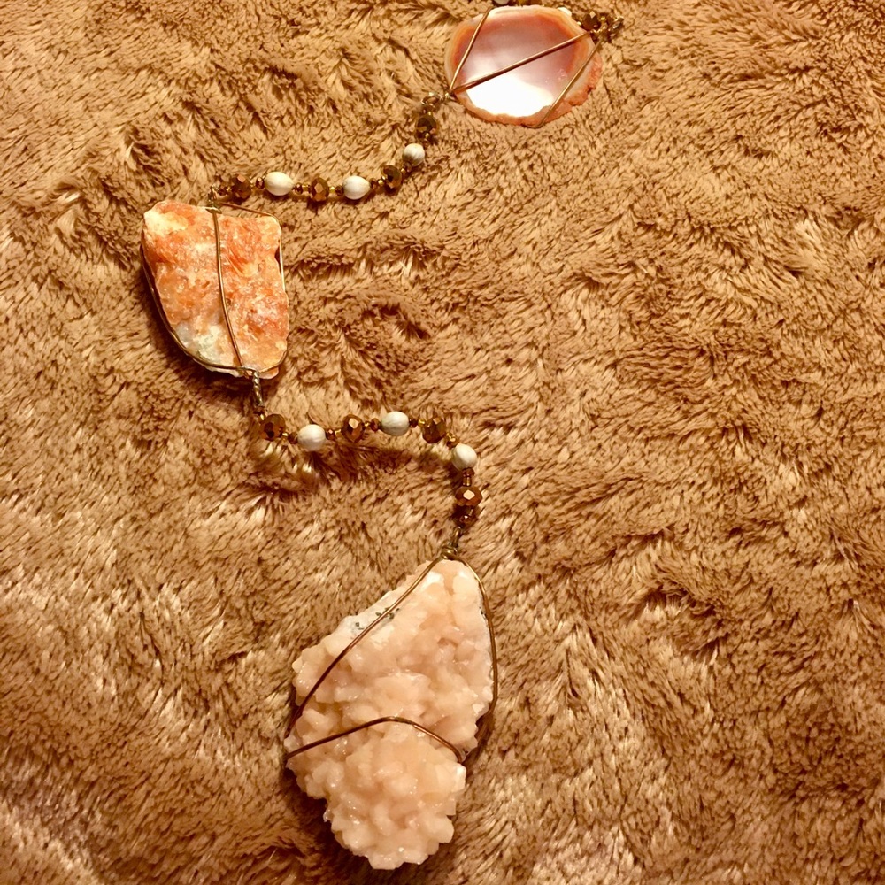 Crystal Mobile - Apophylite, Orange Calcite, Agate